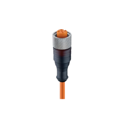 M12 A-code vrouwelijk transparante behuizing PUR oranje 5-Wire